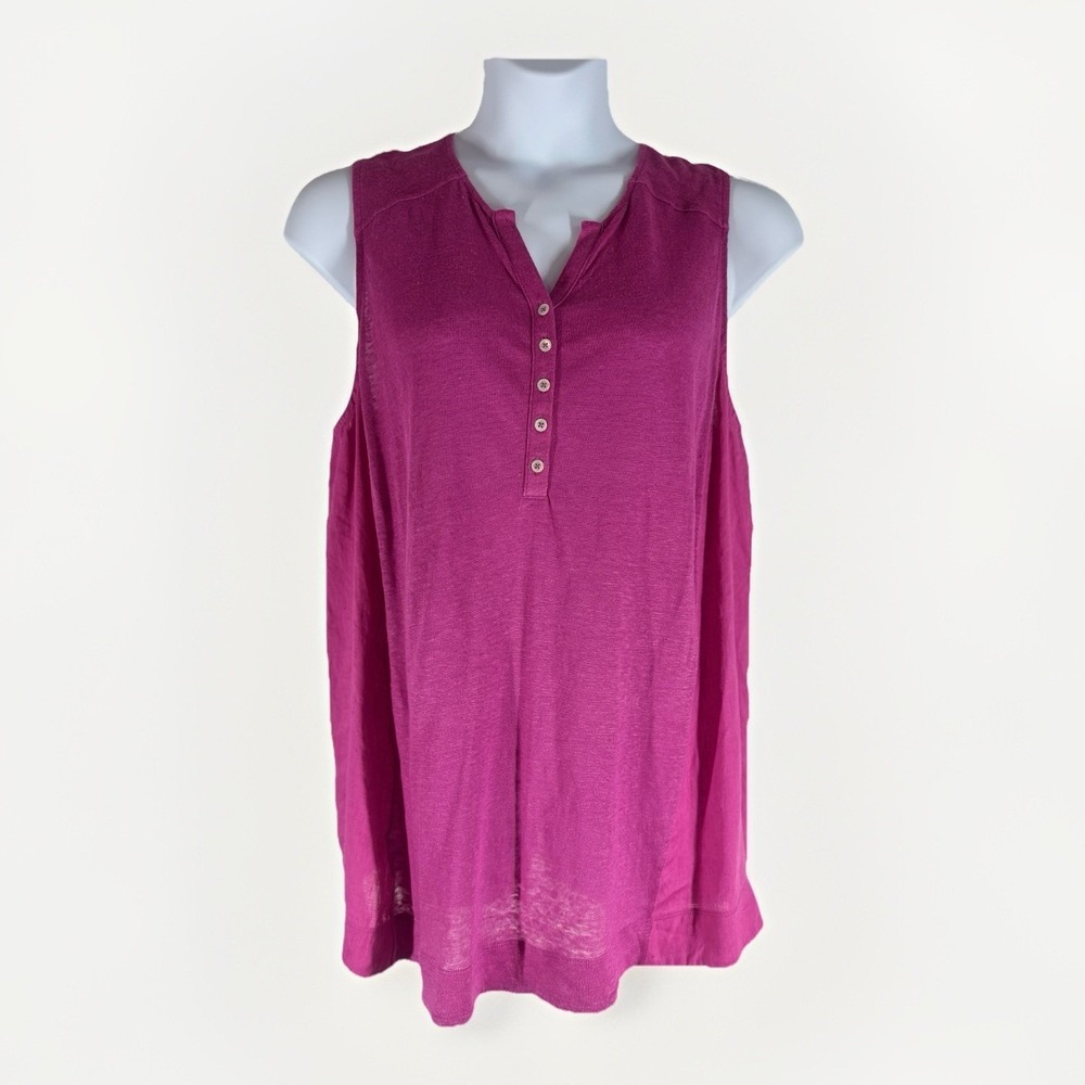J. Jill Love Linen Women's Sz: 2X Hot Pink  Linen Sleeveless Tunic Vacay Summer